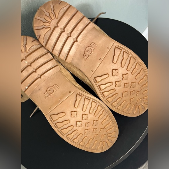 UGG AUS Gradin Lace Up Suede Wool Winter Boots Sheepskin Fur Outdoor Fold Over - Picture 15 of 16